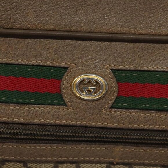 GUCCI GG Supreme Web Sherry Line Shoulder Bag PVC Leather Beige Red Auth - Picture 5 of 16